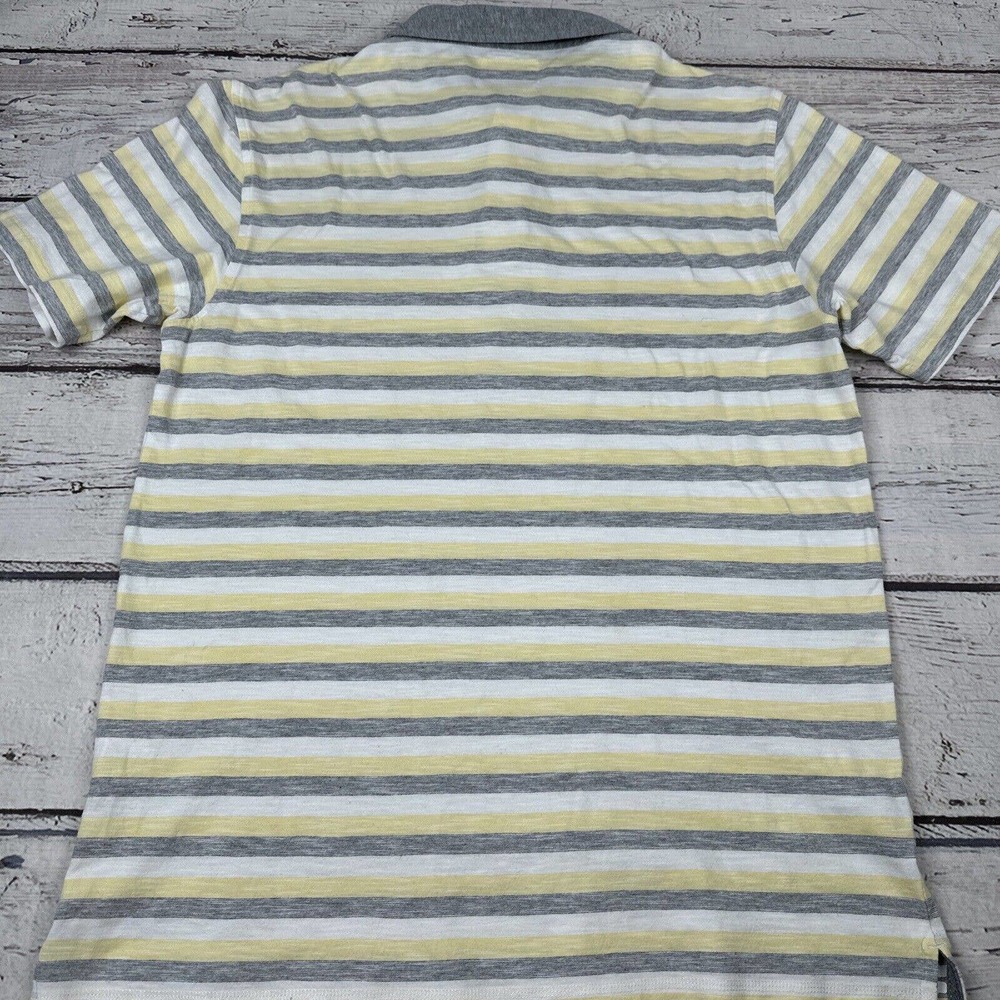Linksoul Men's Medium Golf‎ Polo Short Sleeve Shirt Striped Yellow Gray - Picture 8 of 8